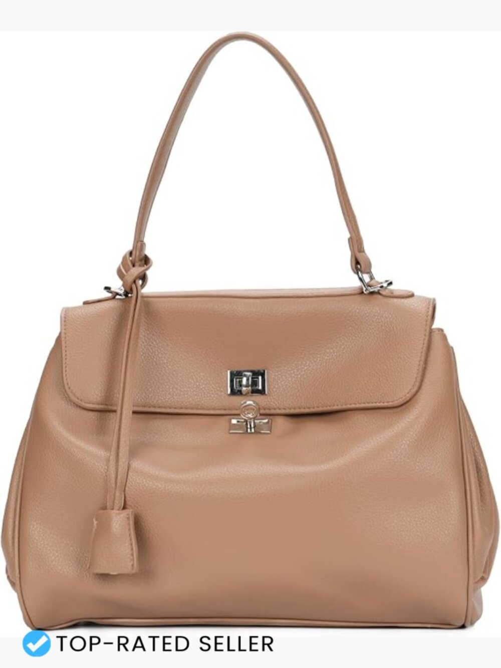 Convertible Faux Leather Tote Work Bag Satchel Multi-Pocket Purse Women